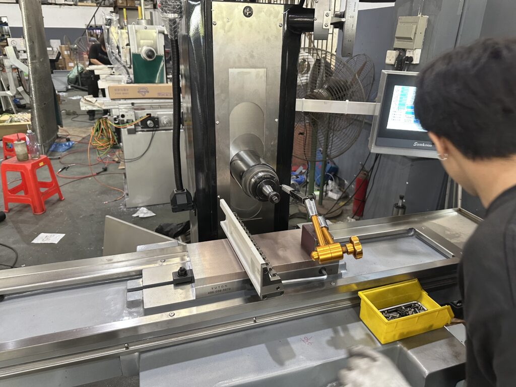 Quality inspection of a CNC precision grinder before shipment
