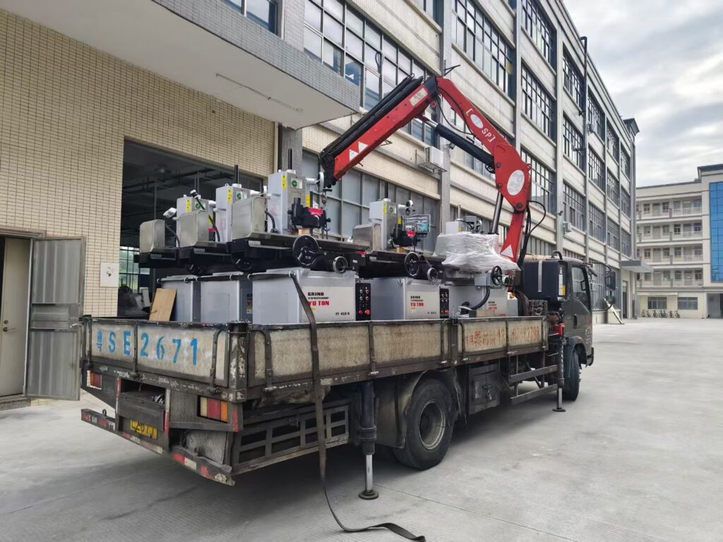 YUTON manual surface grinders loaded on truck for delivery to customers