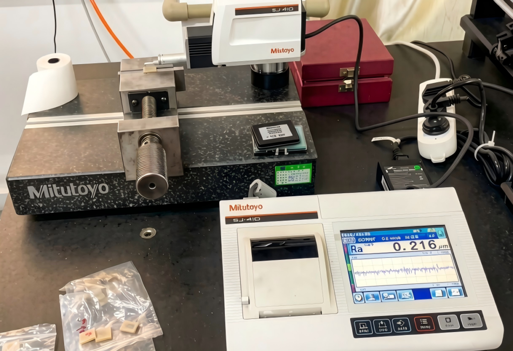 Surface grinding finish verified by measuring the Ra value on a precision ground component