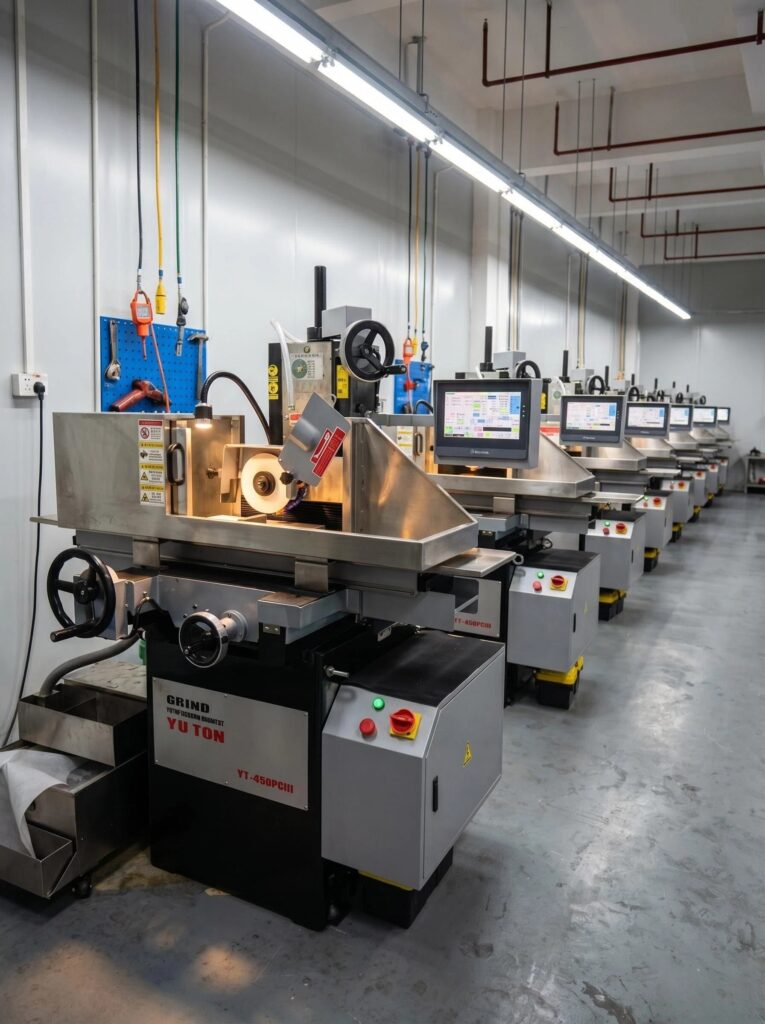 Digital twin grinding machine with virtual model and real-time machining data