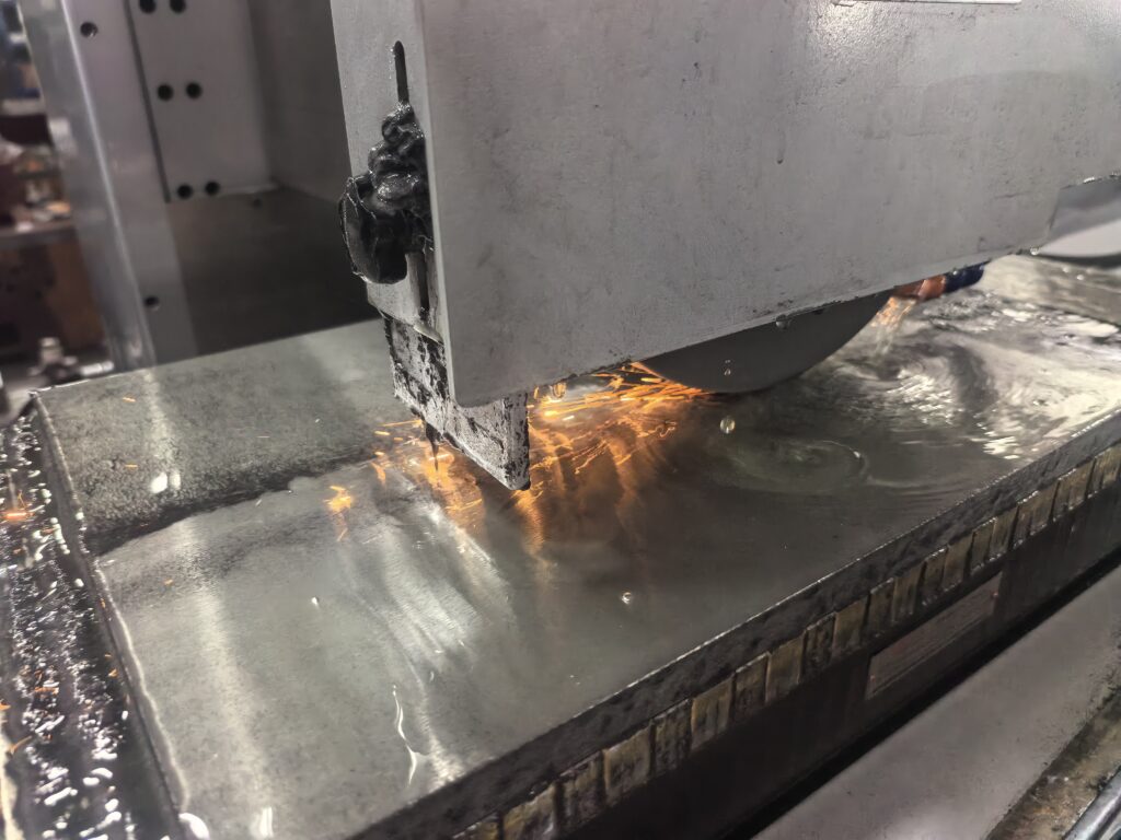 Surface grinding for stainless steel using a CNC surface grinder with coolant